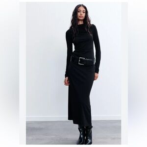 Zara Black Long Sleeve Maxi Dress